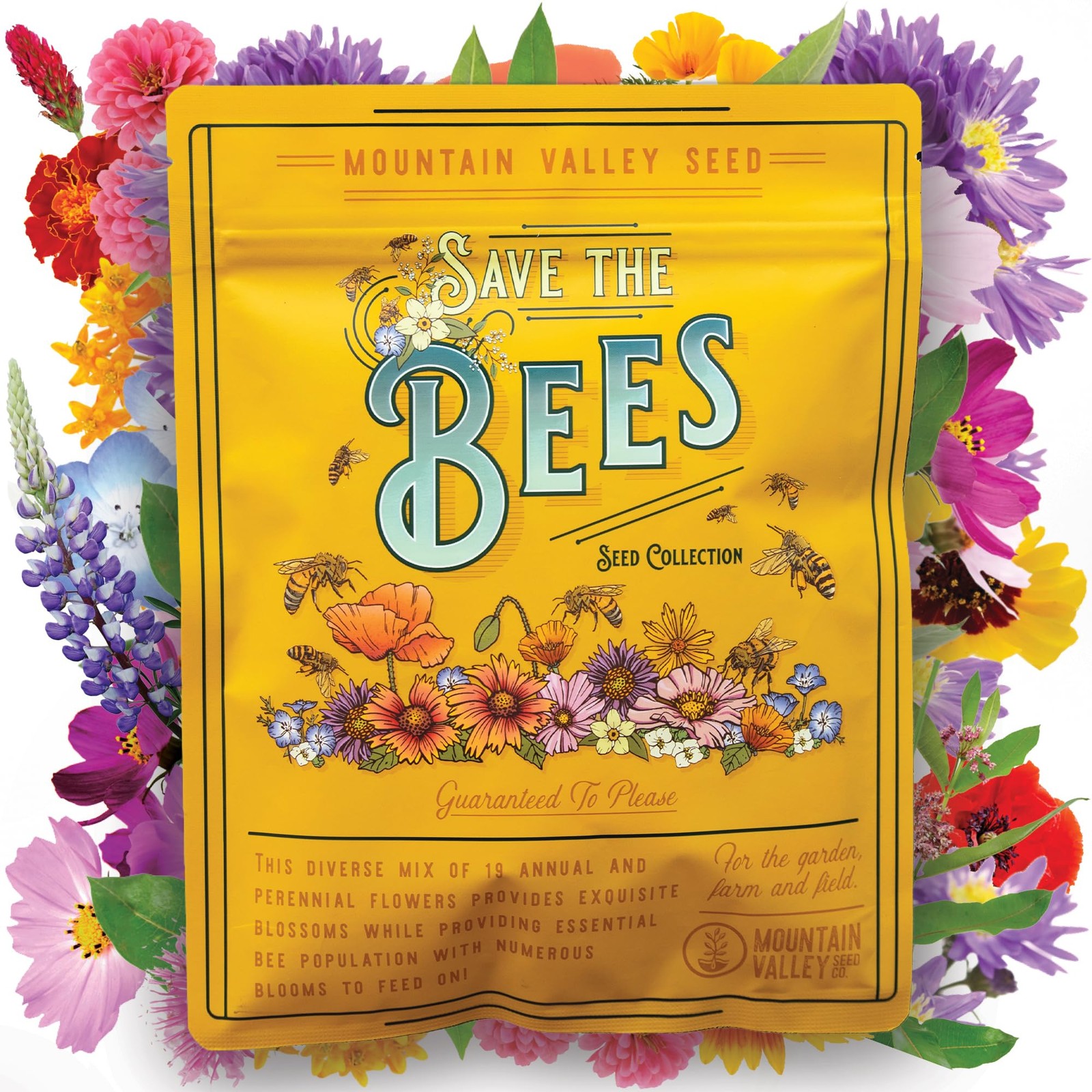 Wildflower Seeds Bulk, 2 Oz. 80,000+Seeds, save the Bees Wild Flowers Seeds Mix-