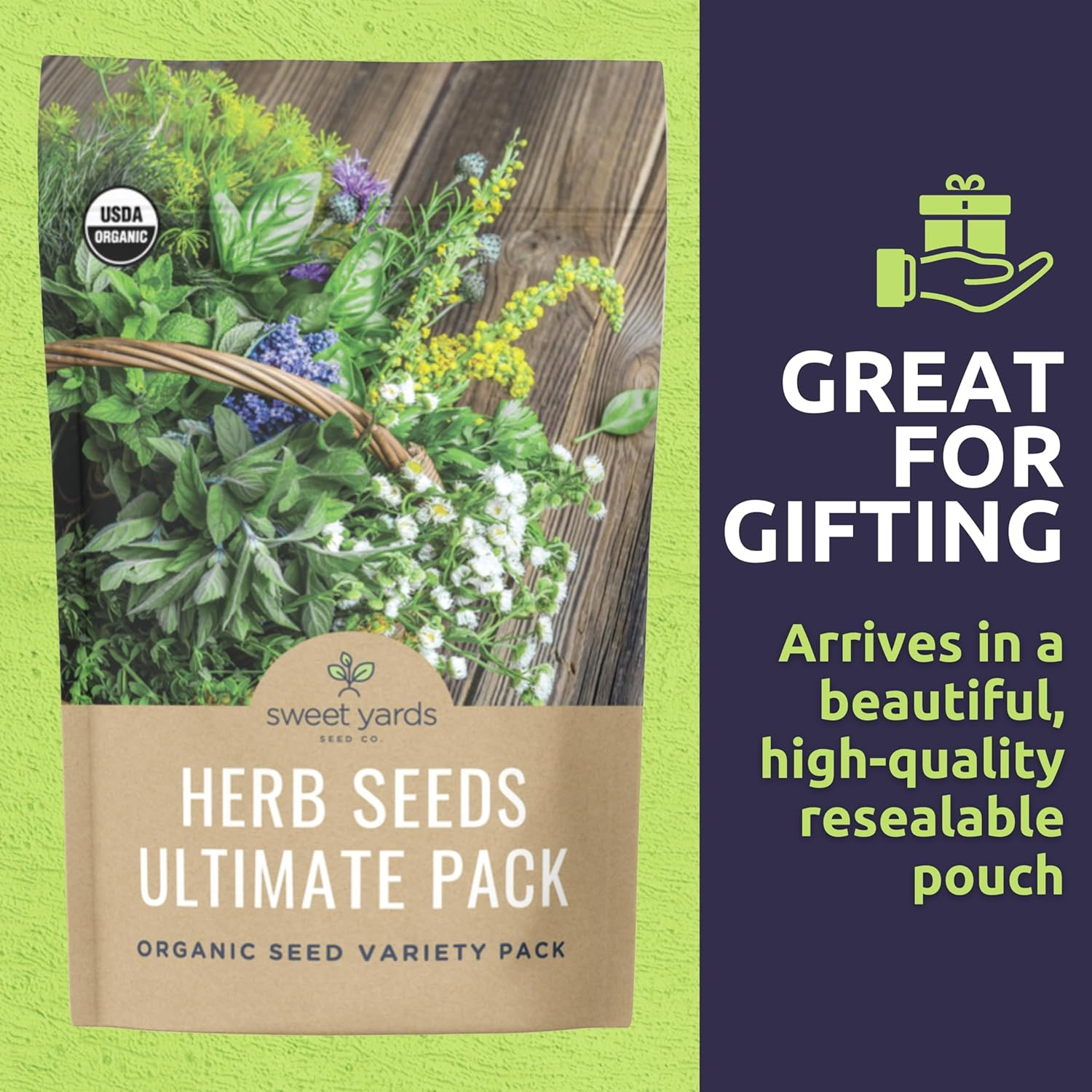 Organic Herb Seeds Variety Pack – 35 Individual Packs – 2026 Season – Basil, Cil