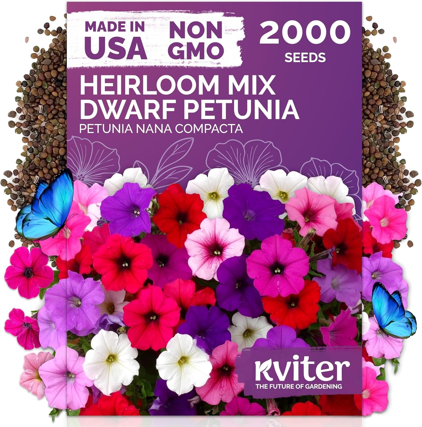 2,000 Dwarf Petunia Seeds Mix – Organic & Non-GMO for Vibrant Gardens