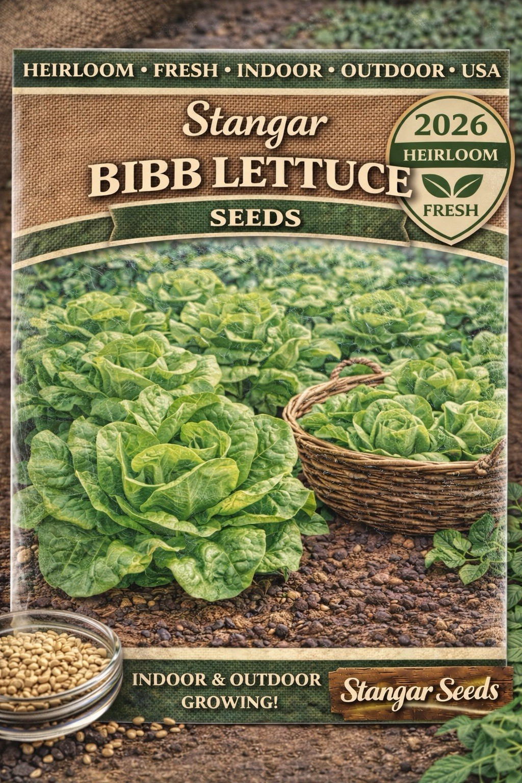 Stangar Bibb Lettuce Seeds 2026 Heirloom Fresh Indoor Outdoor USA