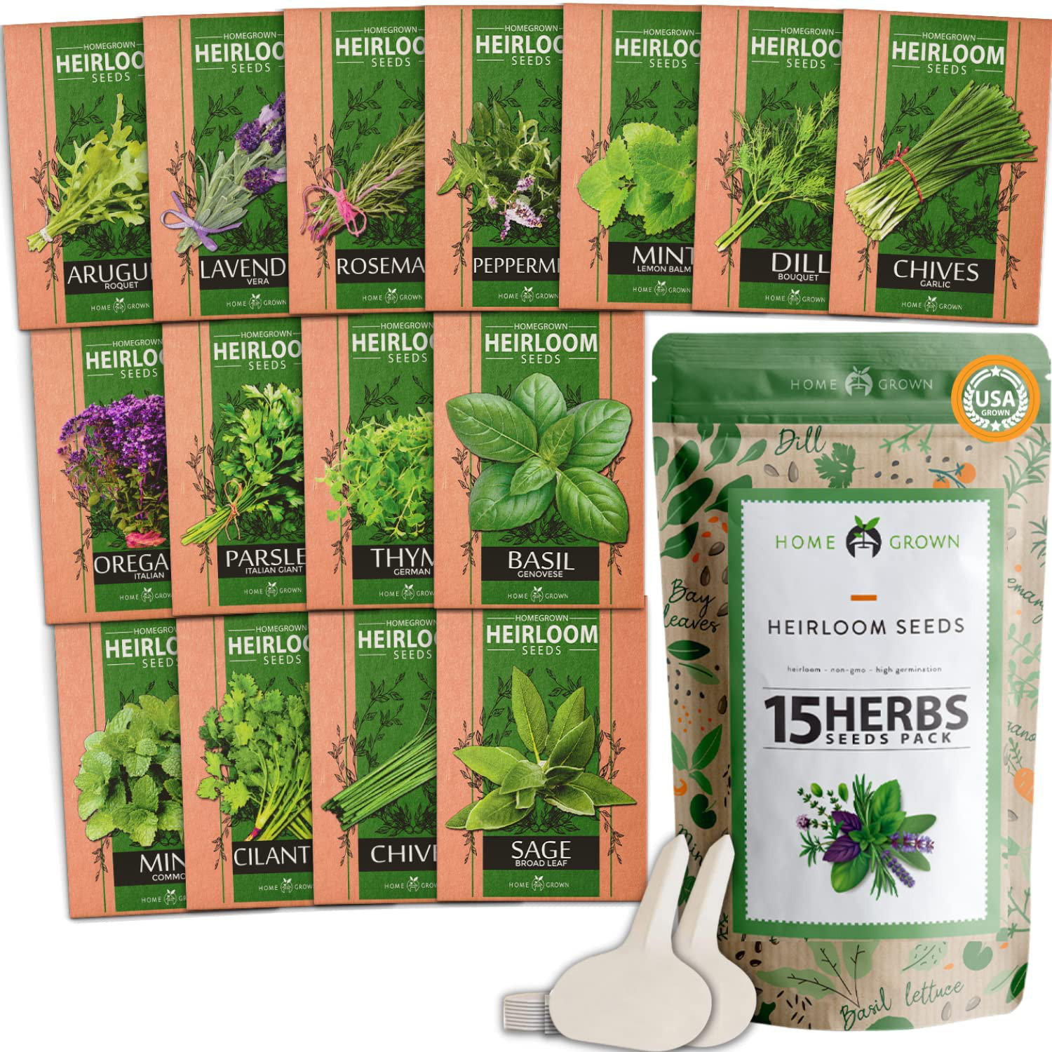 15 Culinary Herb Seed Vault – Heirloom and Non GMO – 4500 Plus Seeds for Plantin