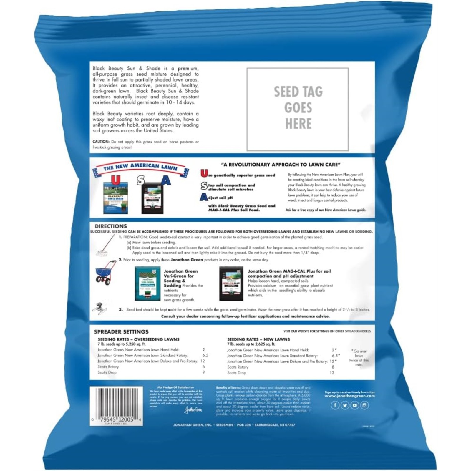 Jonathan Green (#12005) Black Beauty Sun & Shade Grass Seed, 7lb bags, 4 Pack