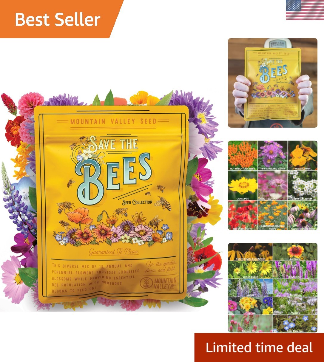 80,000+ Bulk Wildflower Seeds – Bee Friendly Non-GMO Mix for Vibrant Gardens