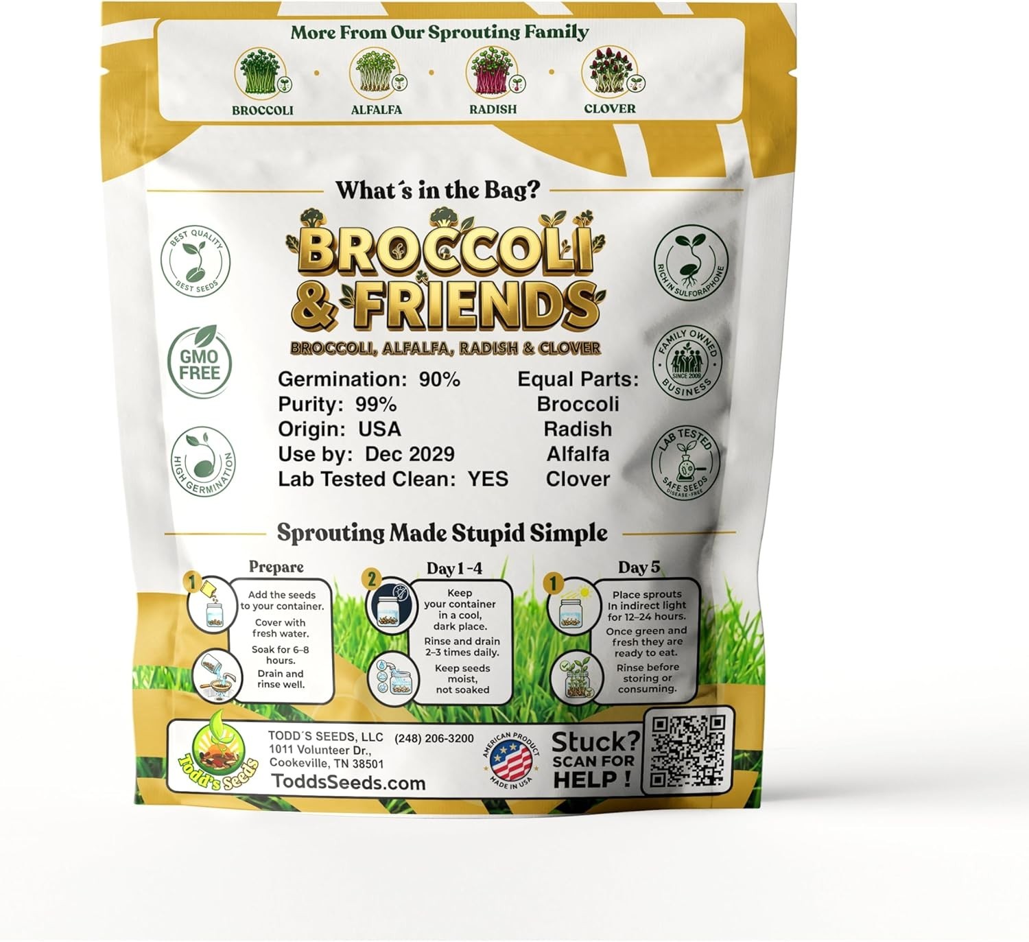 1lb Broccoli Sprouting Seeds Mix Non-GMO – Chemical Free Microgreens Jar Bulk