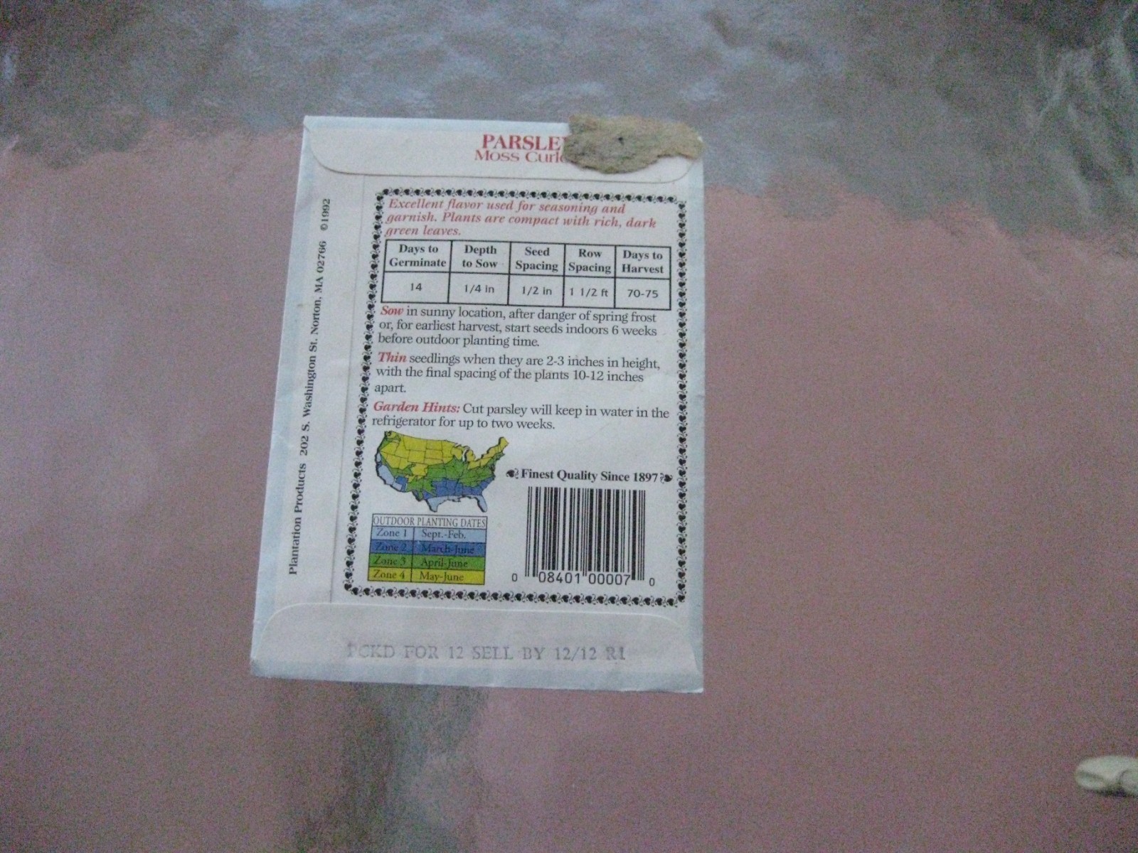 American Seed Parsley Moss Curled Seed packet