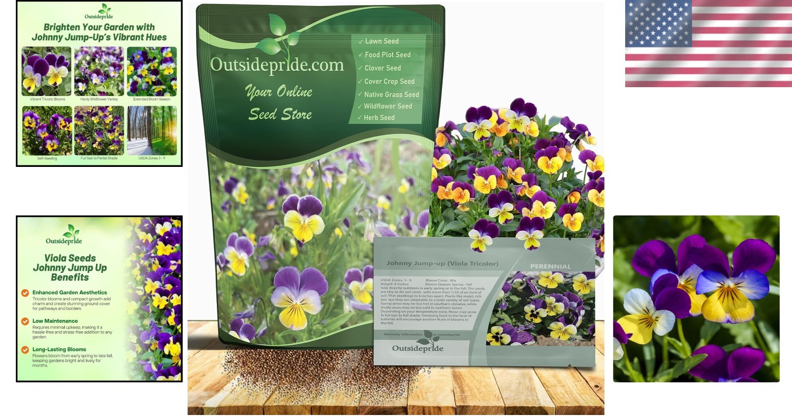 Colorful Johnny Jump Up Viola Seeds – Hardy Perennials, 1/2 lb for Outdoor Magic