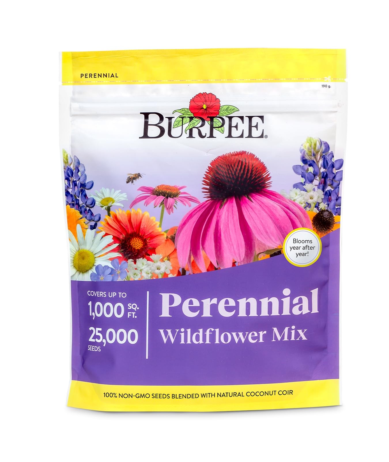 Burpee Wildflower 25,000 Bulk, 1 Bag | 18 Varieties of Non-GMO Perennial Mix