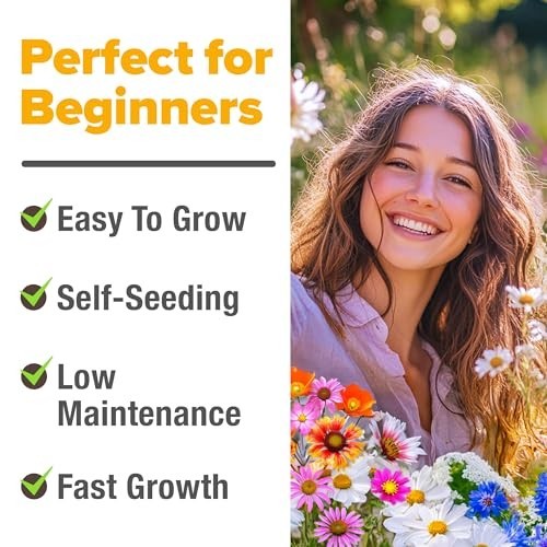 90,000+ Wildflower Seed Mix – 3oz, 24 Varieties, Non-GMO Perennial, Attracts Bee