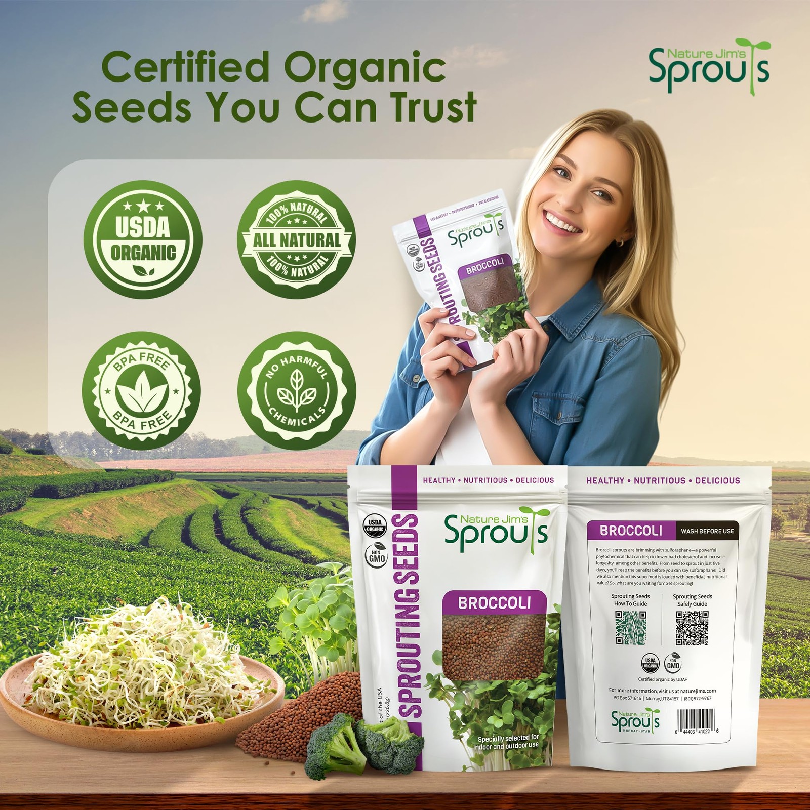Nature Jim s Organic Broccoli Sprouting Seeds Non GMO Rich in Sulforaphane Fast