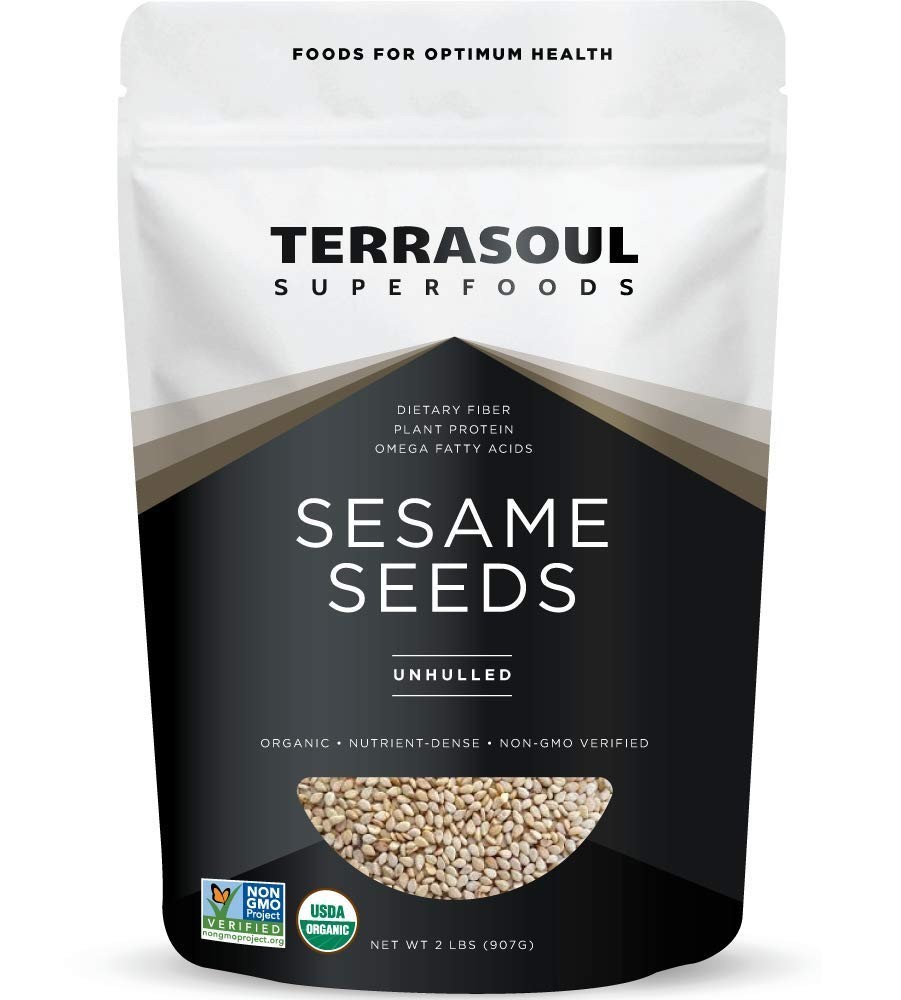 2 lbs Raw Organic Unhulled Sesame Seeds for Tahini, Baking & Asian Dishes