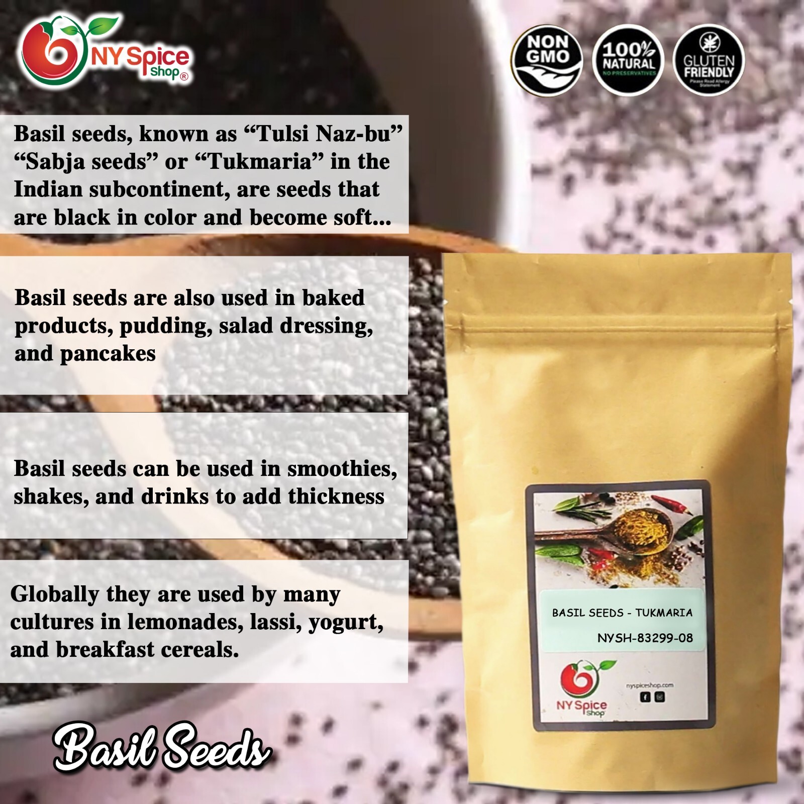 Basil Seeds Tukmaria Item Weight 8oz-3lb