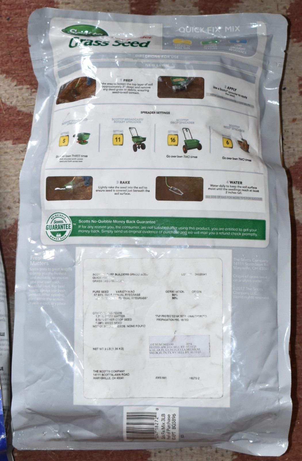 SCOTTS Turf Builder Grass Seed QUICK FIX Mix 3lb