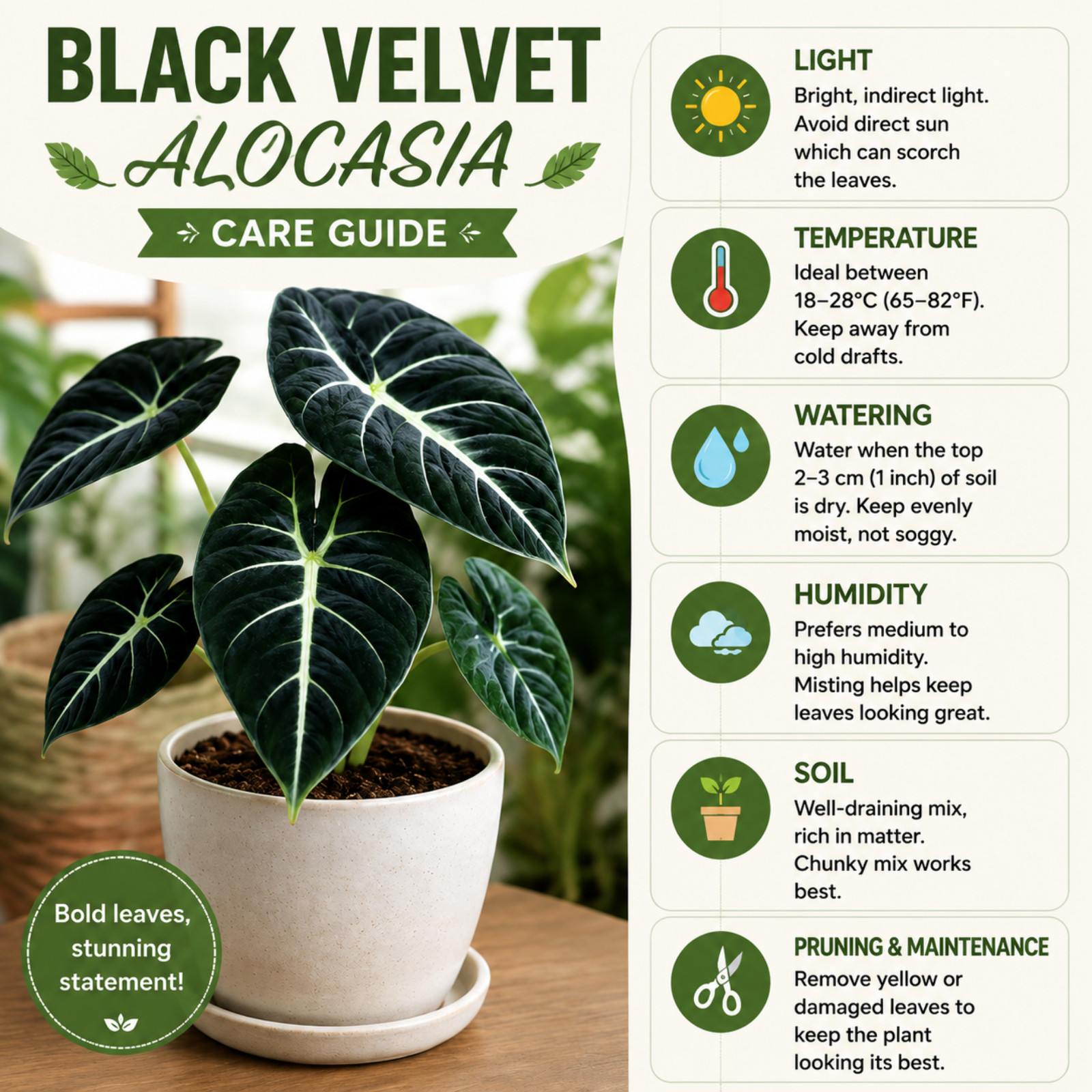 Black Velvet Alocasia Live Plant 4-6 Inches Tall Rooted Jewel Plant