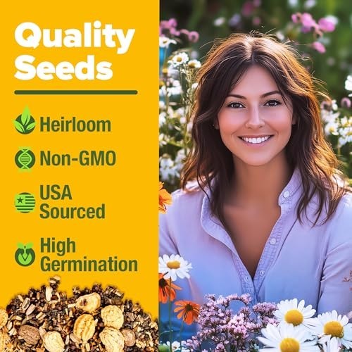 90,000+ Wildflower Seed Mix – 3oz, 24 Varieties, Non-GMO Perennial, Attracts Bee