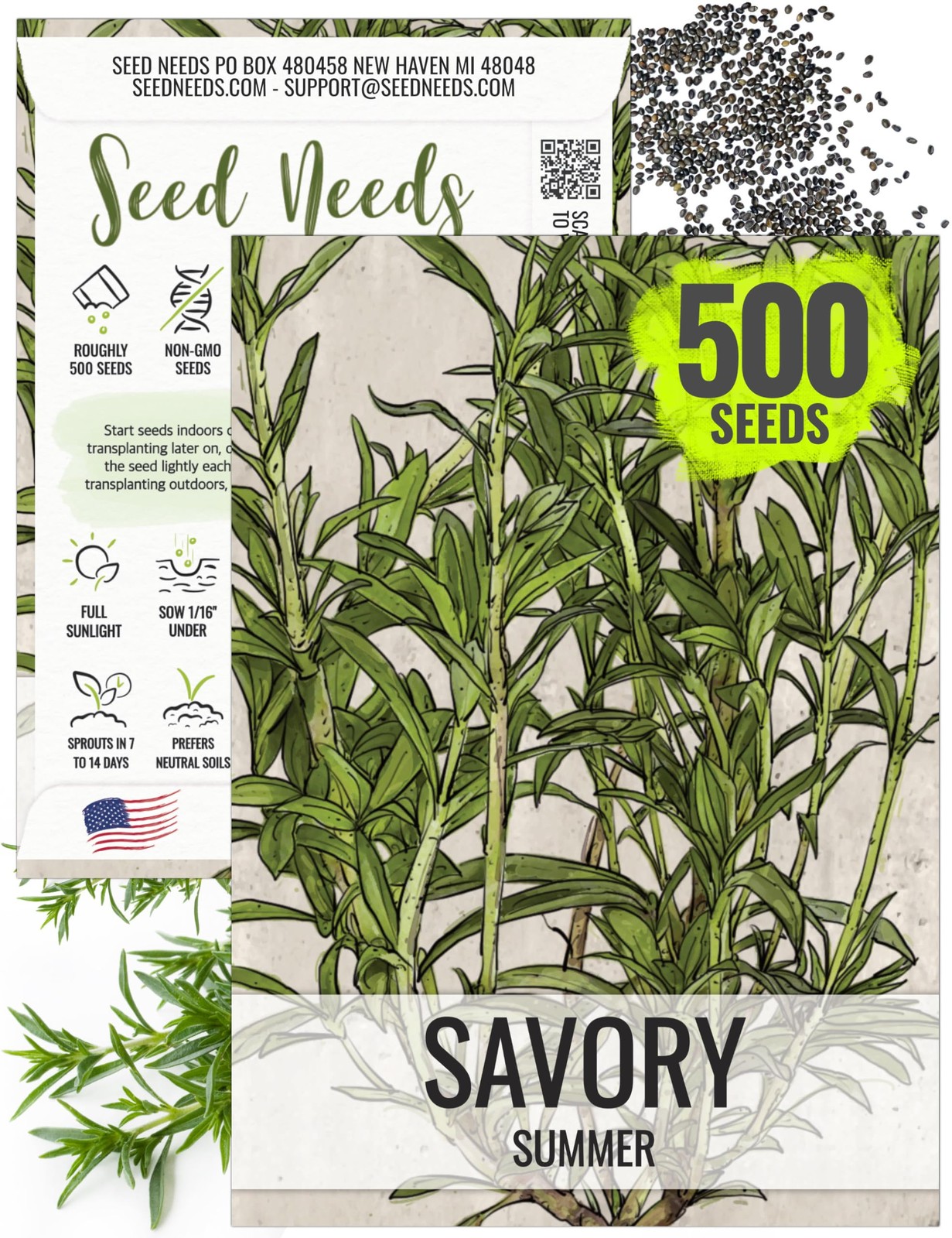 Summer Savory Herb Seeds For Planting Culinary Kitchen Garden 1 Pack