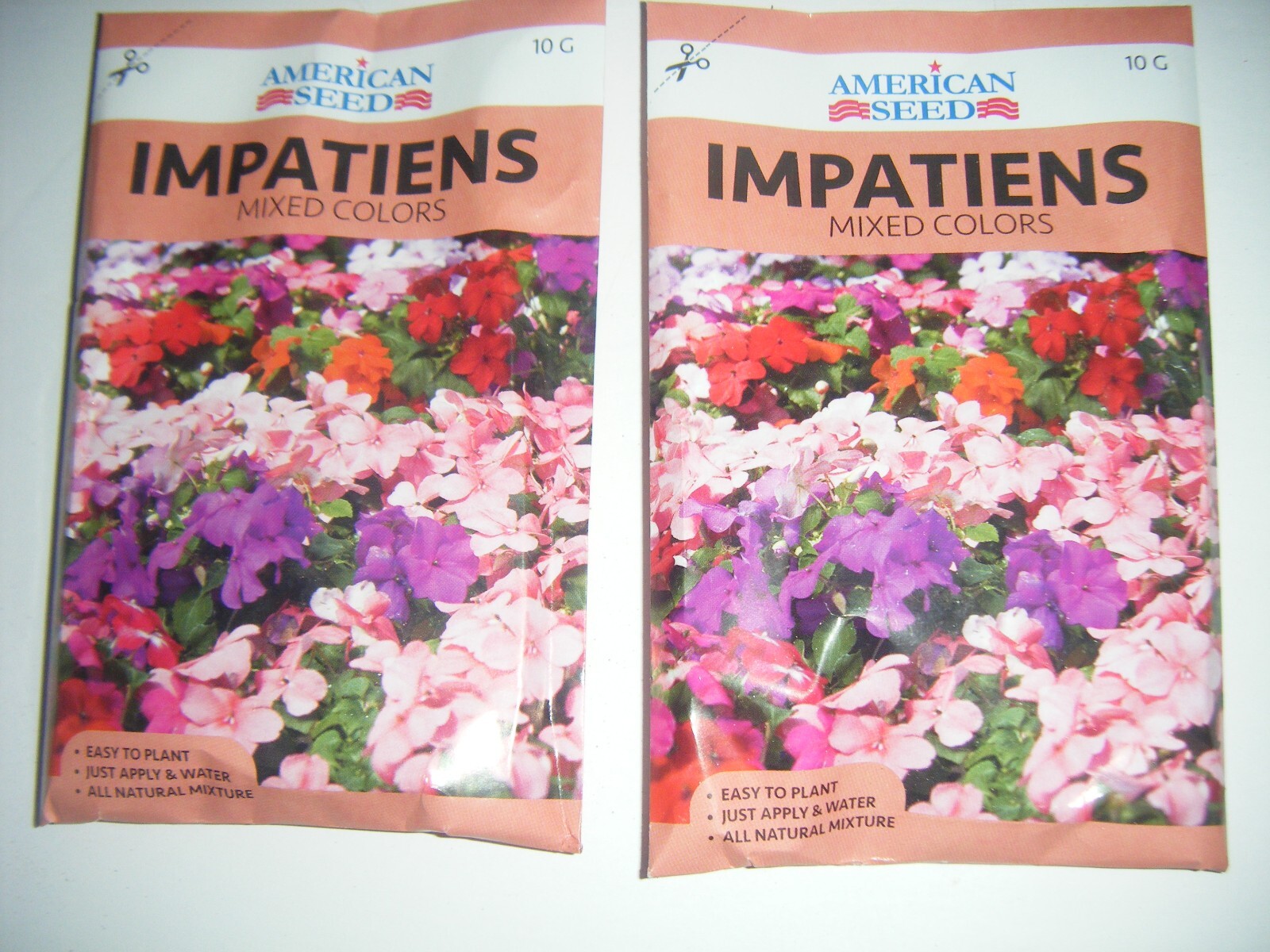 2- 10g Packs INPATIENS Mixed Colors Seeds Pollinators Flowers