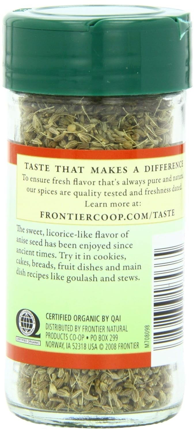 Frontier Organic Anise Seed, 1.50 oz – Kosher, Aromatic Whole Spice for Cooking