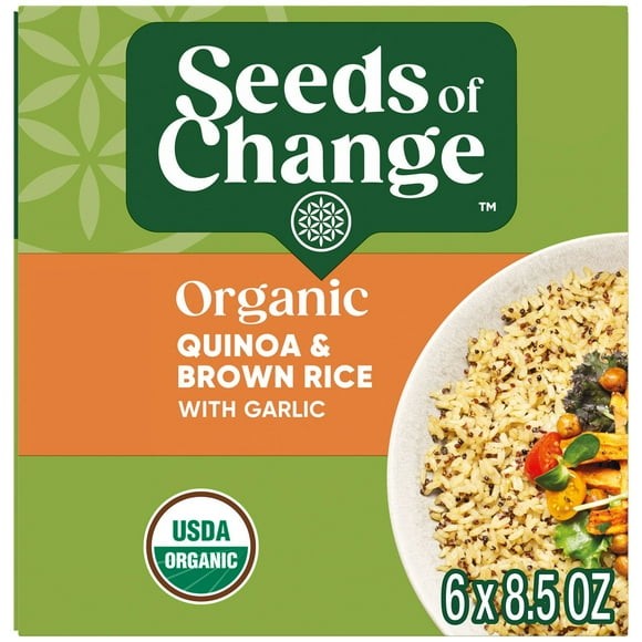 Organic Quinoa & Brown Rice with Garlic, 8.5 oz, 6 Pack by Seeds of Change