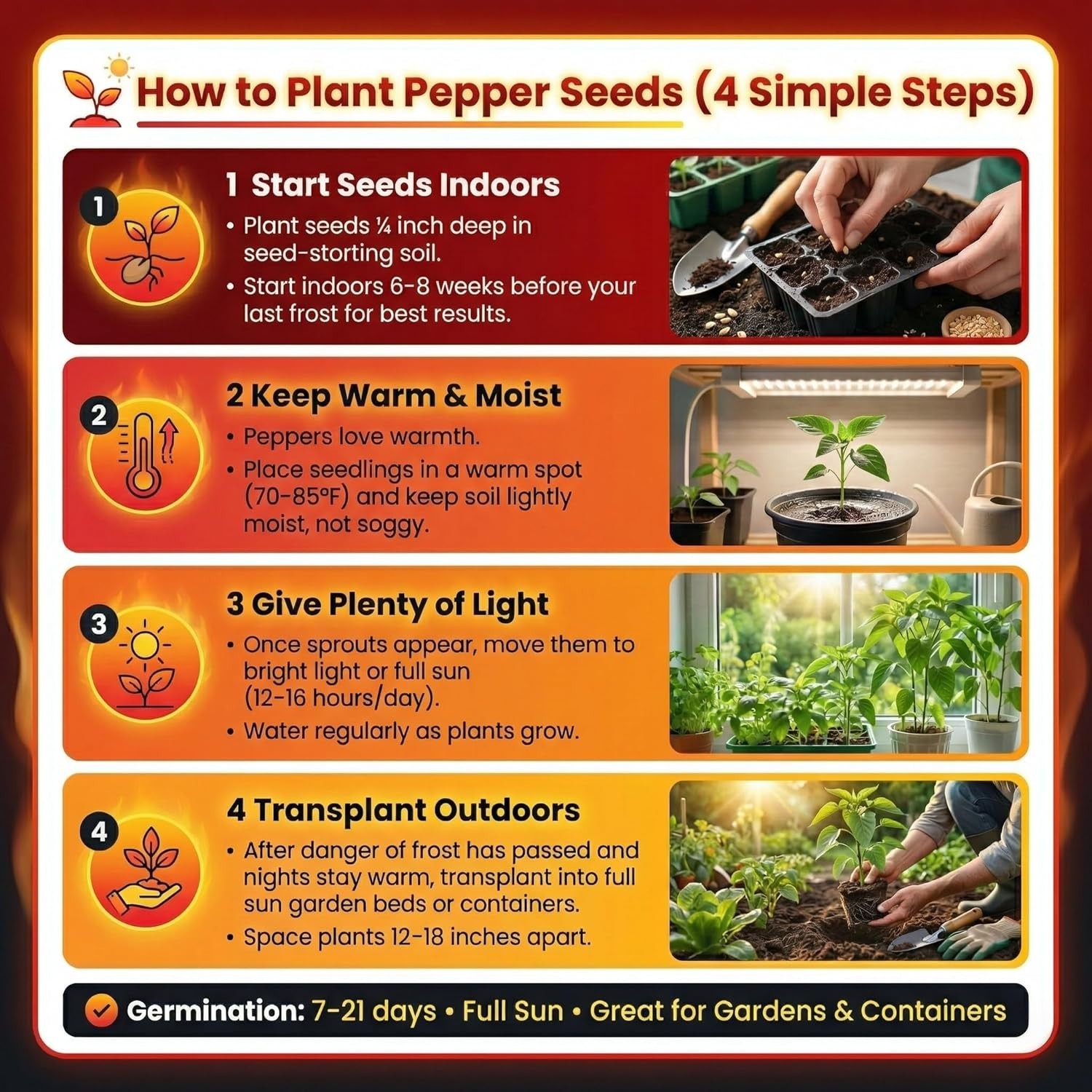 Heirloom Hot Pepper Seeds Variety Pack – 5 Unique Spicy Flavors for Your Garden