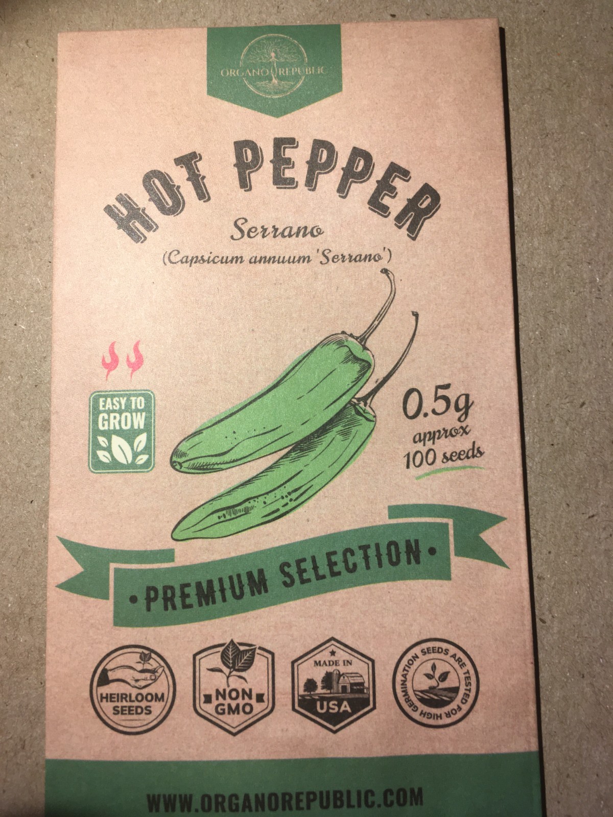 Hot Pepper Serrano Seeds – Organo Republic