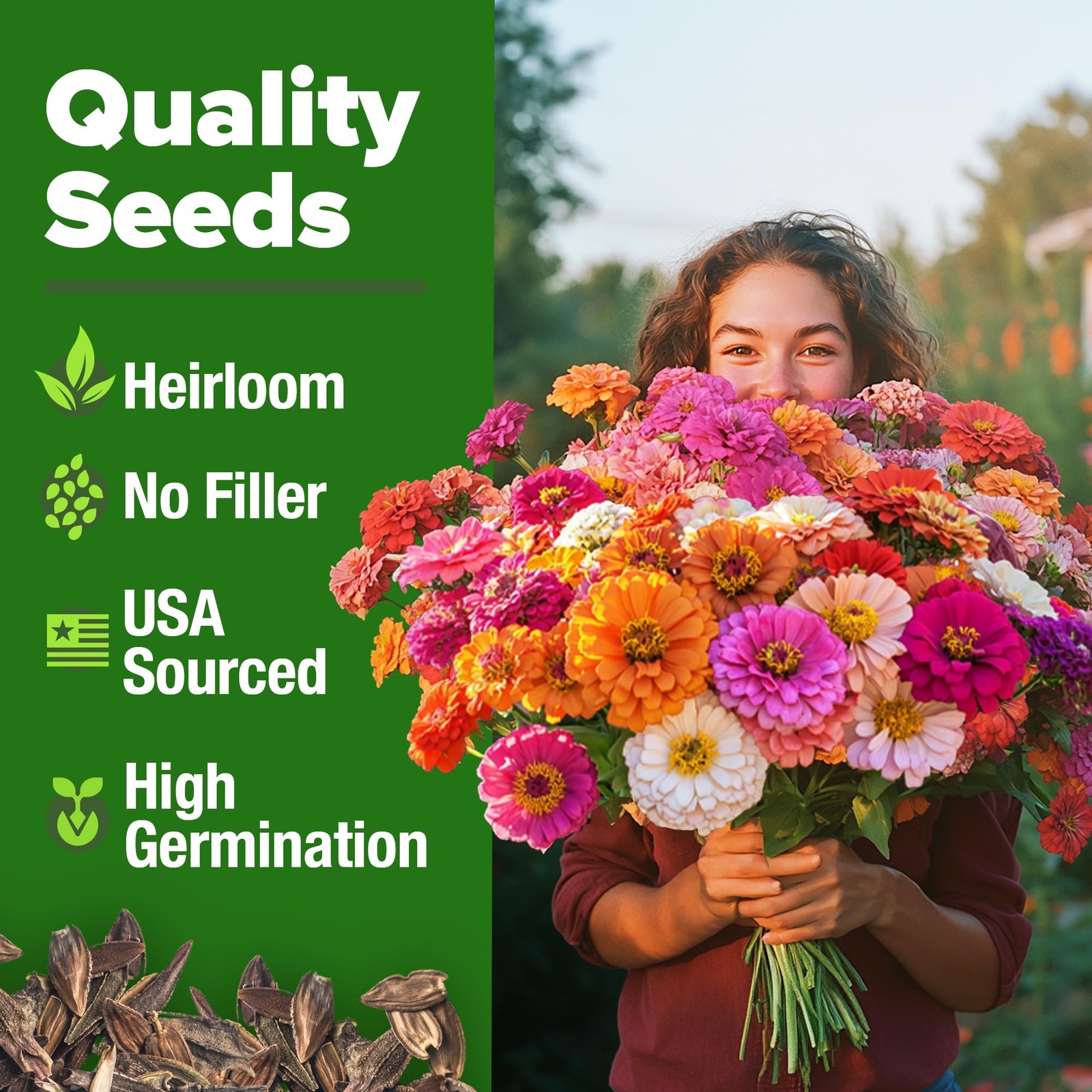 Zinnia Seeds for 2026 – California Giant Mix – 7,300+ (2 oz) Plant Wildflower…