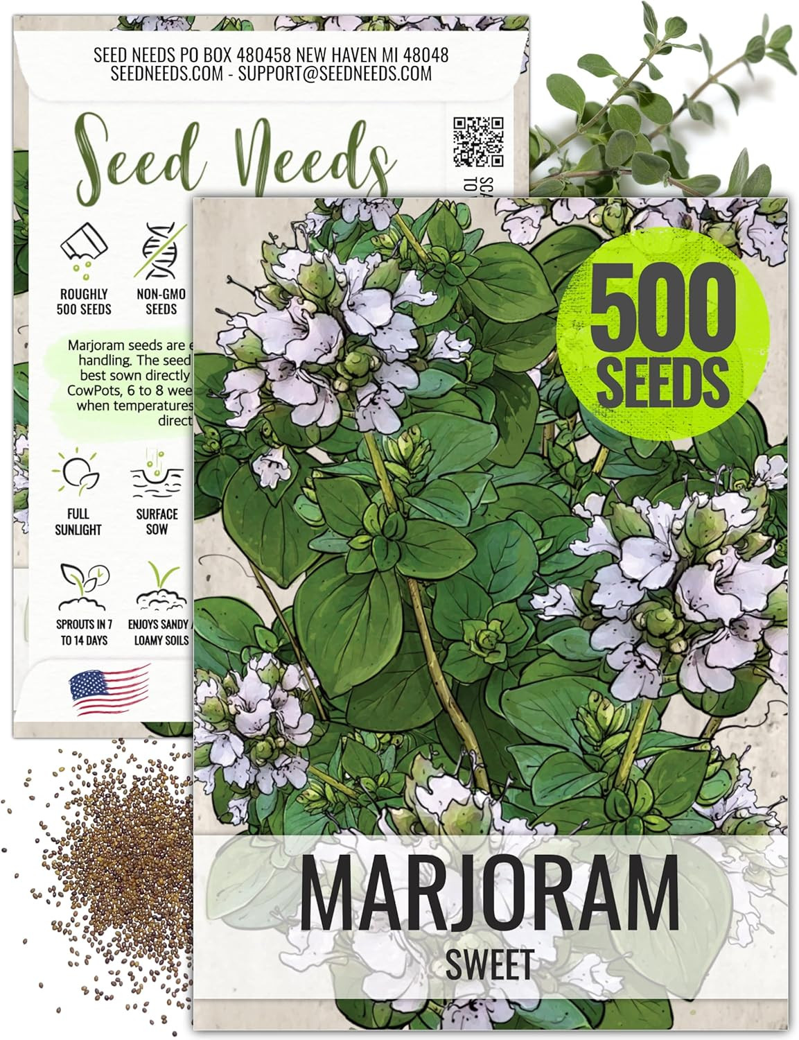 Sweet Marjoram Seeds for Planting – Heirloom, Non-Gmo & Untreated – Perennial Cu