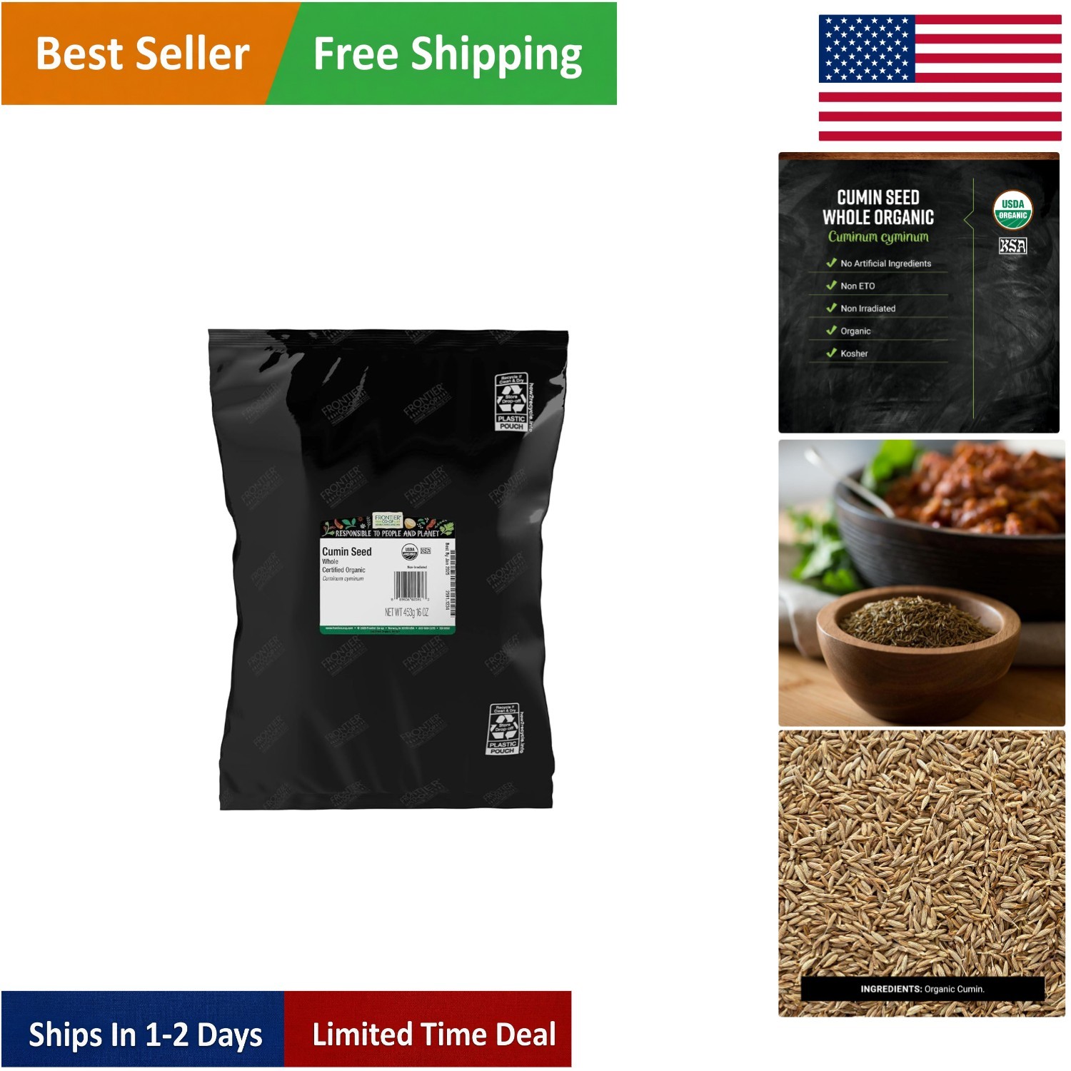 Organic Cumin Seed, 1-Pound Bag – Earthy Spice for Curries & Vegetarian Cooking