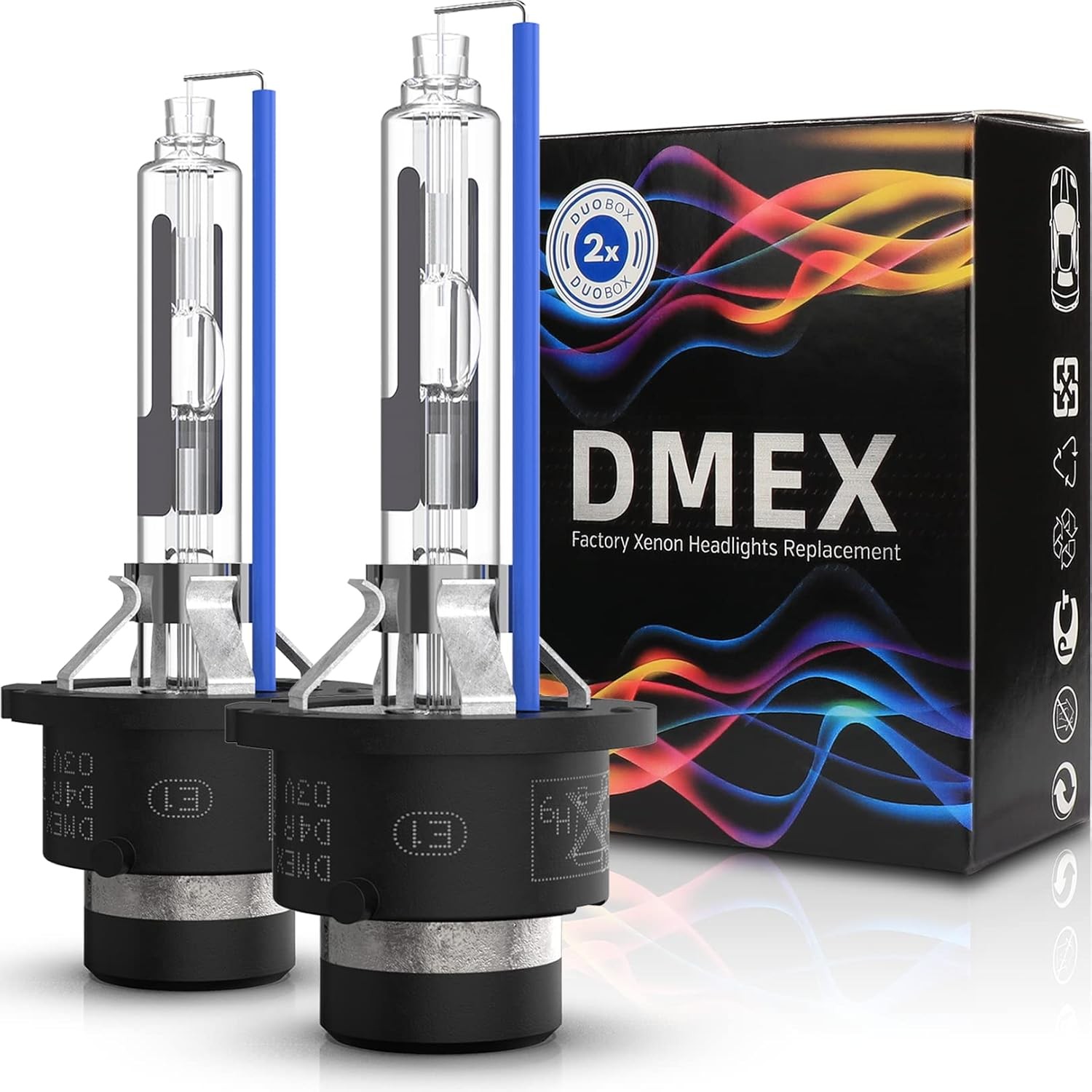 DMEX Xenon Headlight Bulbs Pair 35W 6000K HID D4R 66450 42406 Replacement Bulb