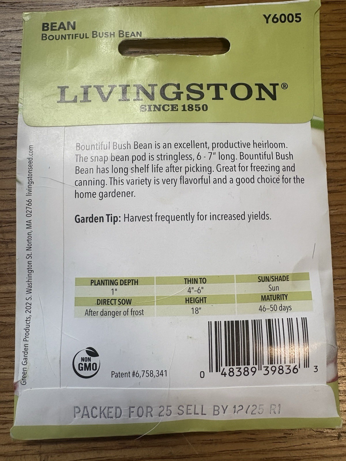Livingston Seed Company Bountiful Bush Bean Heirloom Non-GMO Vegetable Seeds