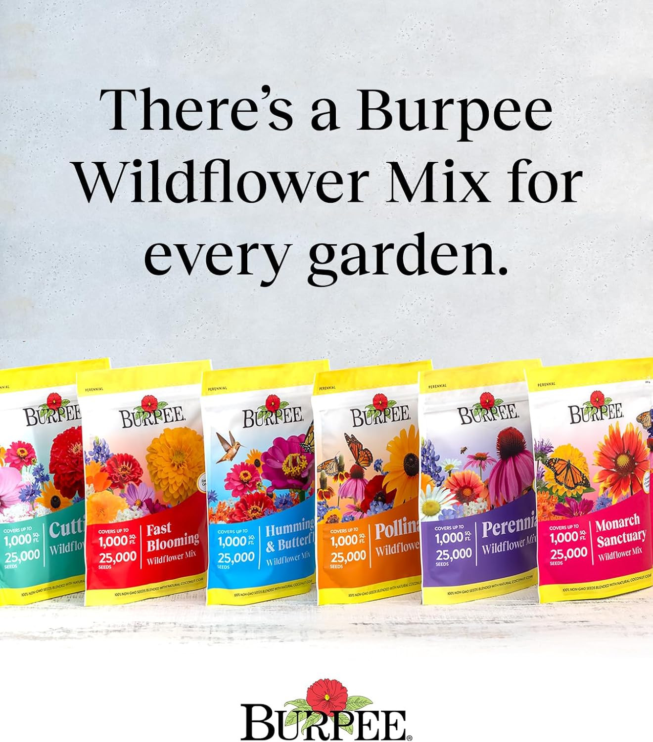 Wildflower 25,000 Bulk, 1 Bag | 18 Varieties of Non-Gmo Flower Seeds Pollinator
