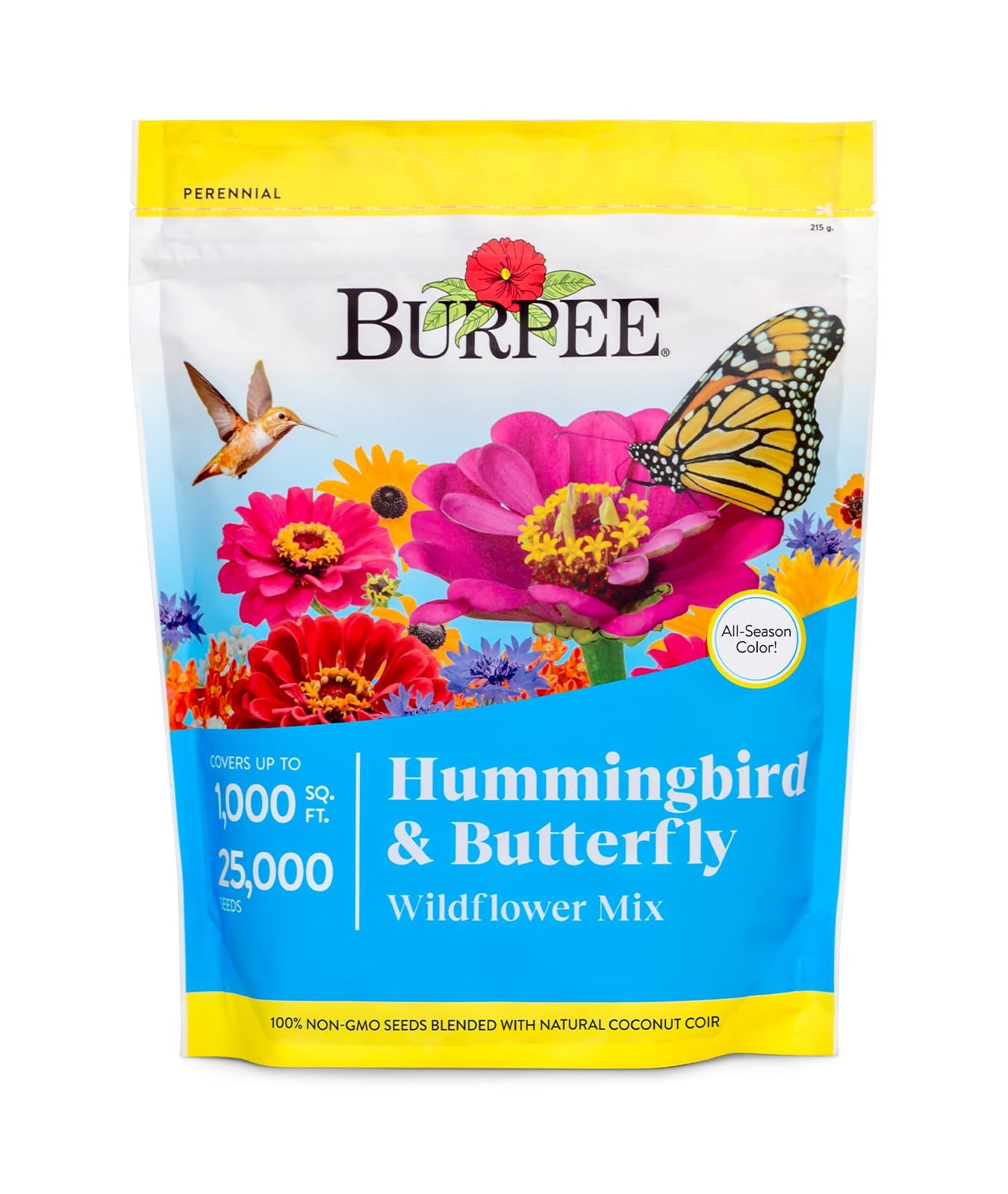 Burpee Wildflower 25,000 Bulk, 1 Bag 18 Varieties of 1 Pack, Hummingbird Mix