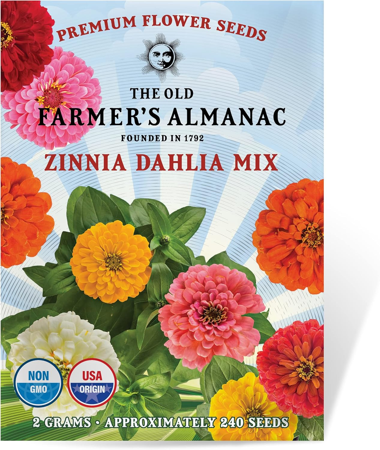 Zinnia Seeds (Dahlia Mix) – Approx 240 Flower Seeds – Non-Gmo, Premium, Open Pol