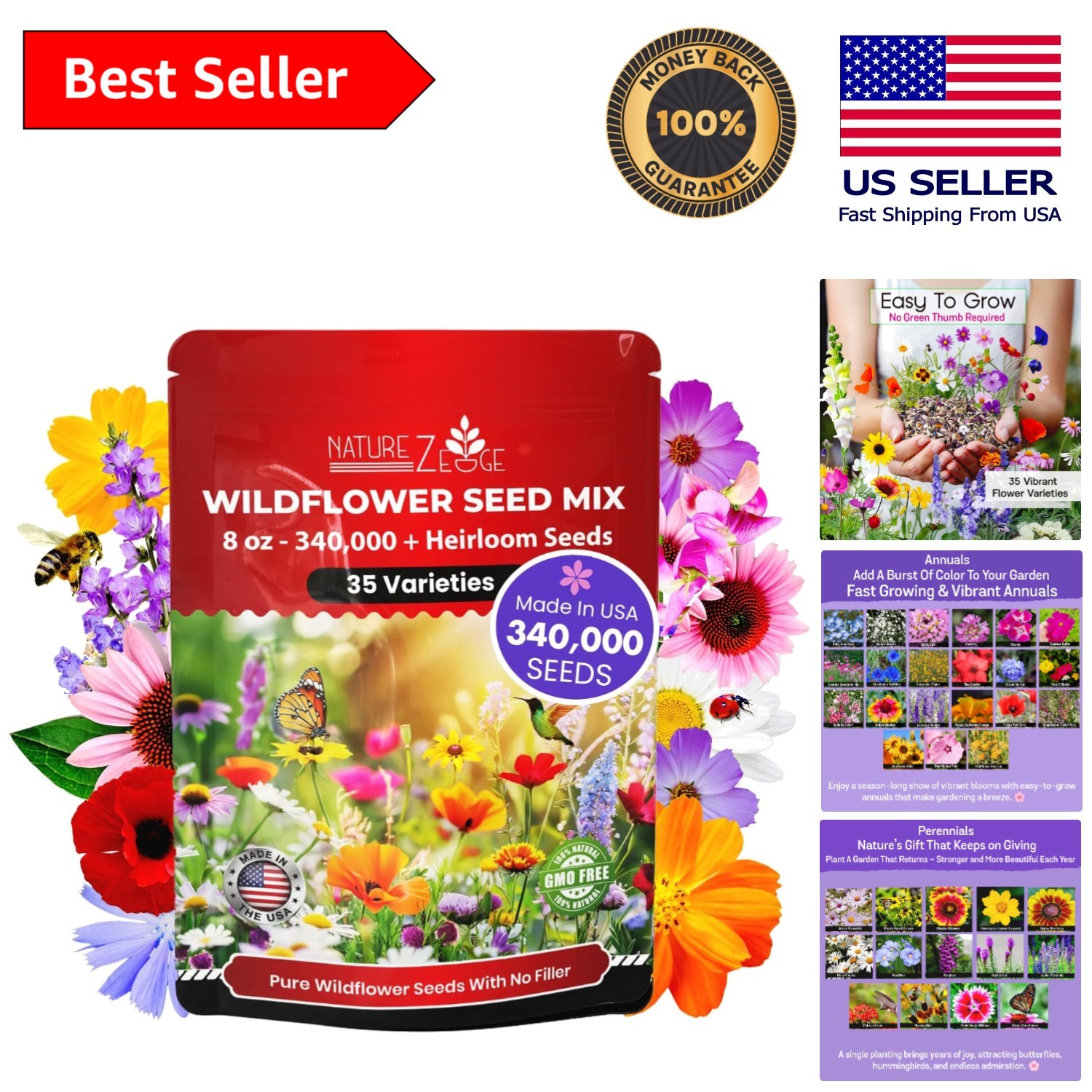 Eco-Friendly Wildflower Seed Collection – 1/2 lb of Beauty for Your Garden