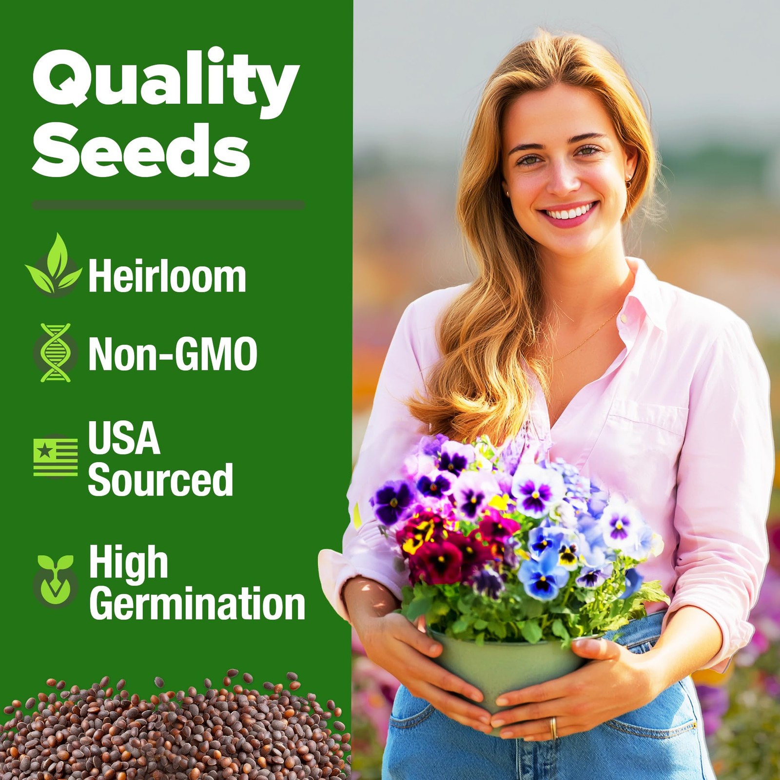HOME GROWN Pansy Swiss Giants Mix 1,500 Flower Seeds (2.13g) Fall Planting