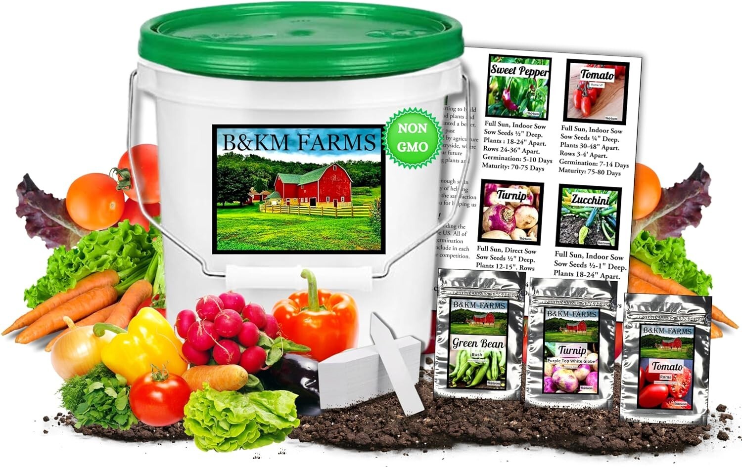 50 Variety Non-GMO Heirloom Seed Kit in Weatherproof Pail for Long-Term Storage