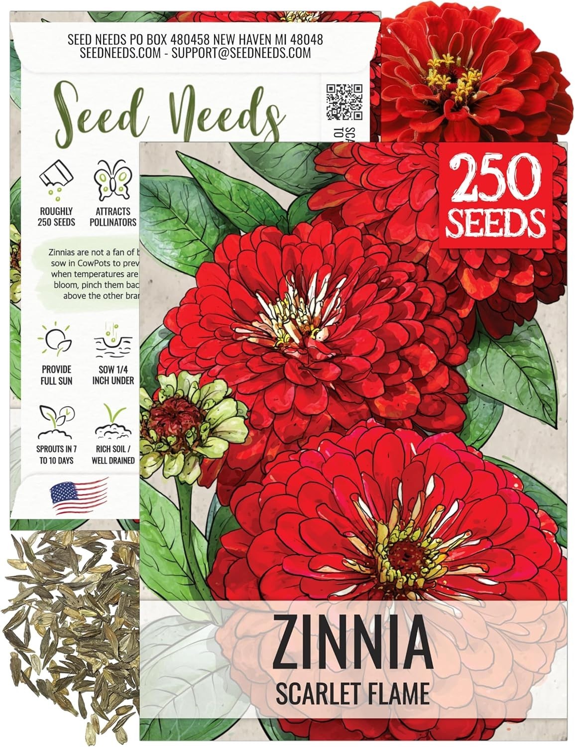 Easy Grow Scarlet Flame Zinnia Seeds for Summer Blooms