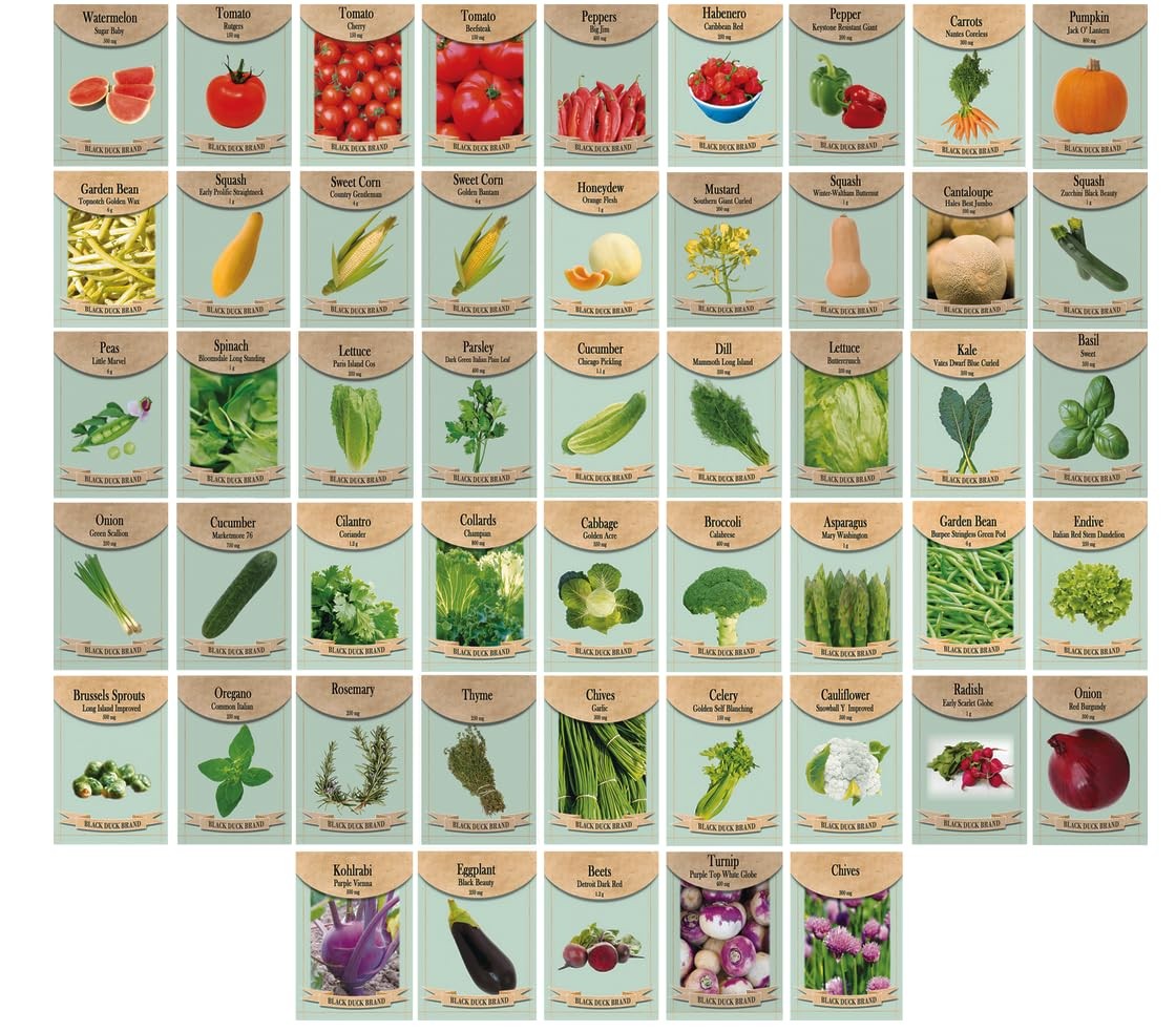 Assorted Heirloom Vegetable Seeds 50 Packs, 20+ Varieties, NonGMO