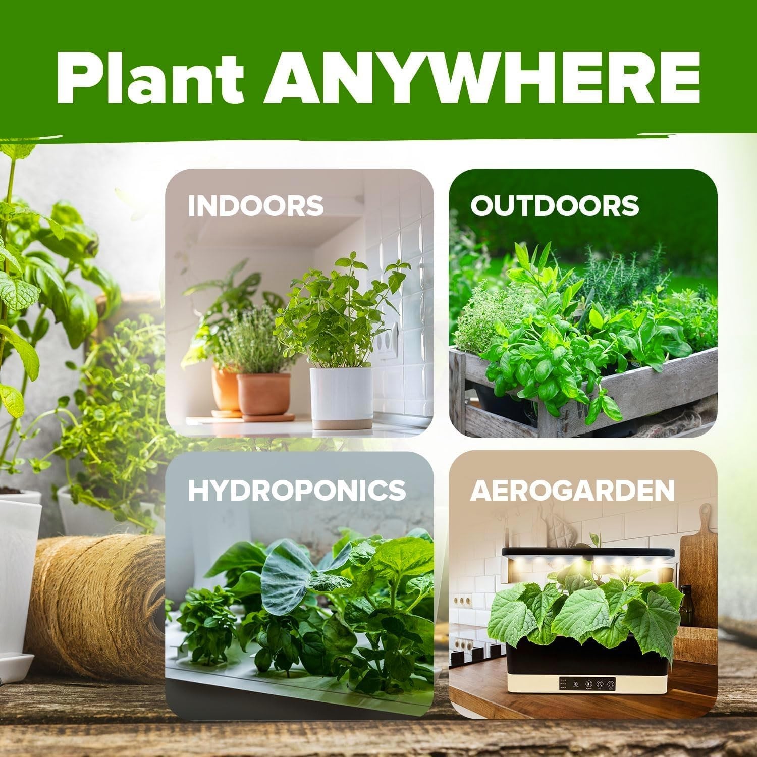 Complete Herb Growing Kit with 10 Culinary Seeds & Bonus Guide for Beginners
