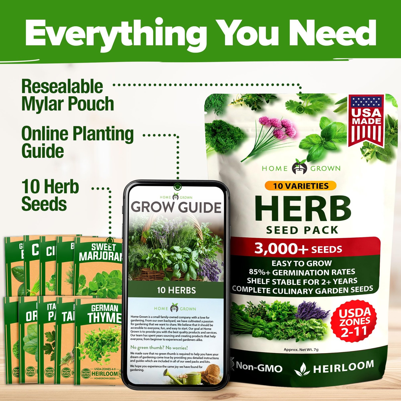 10 Herb Seeds for Planting 3,000+ NonGMO Heirloom Seeds | Extra Large Variety…