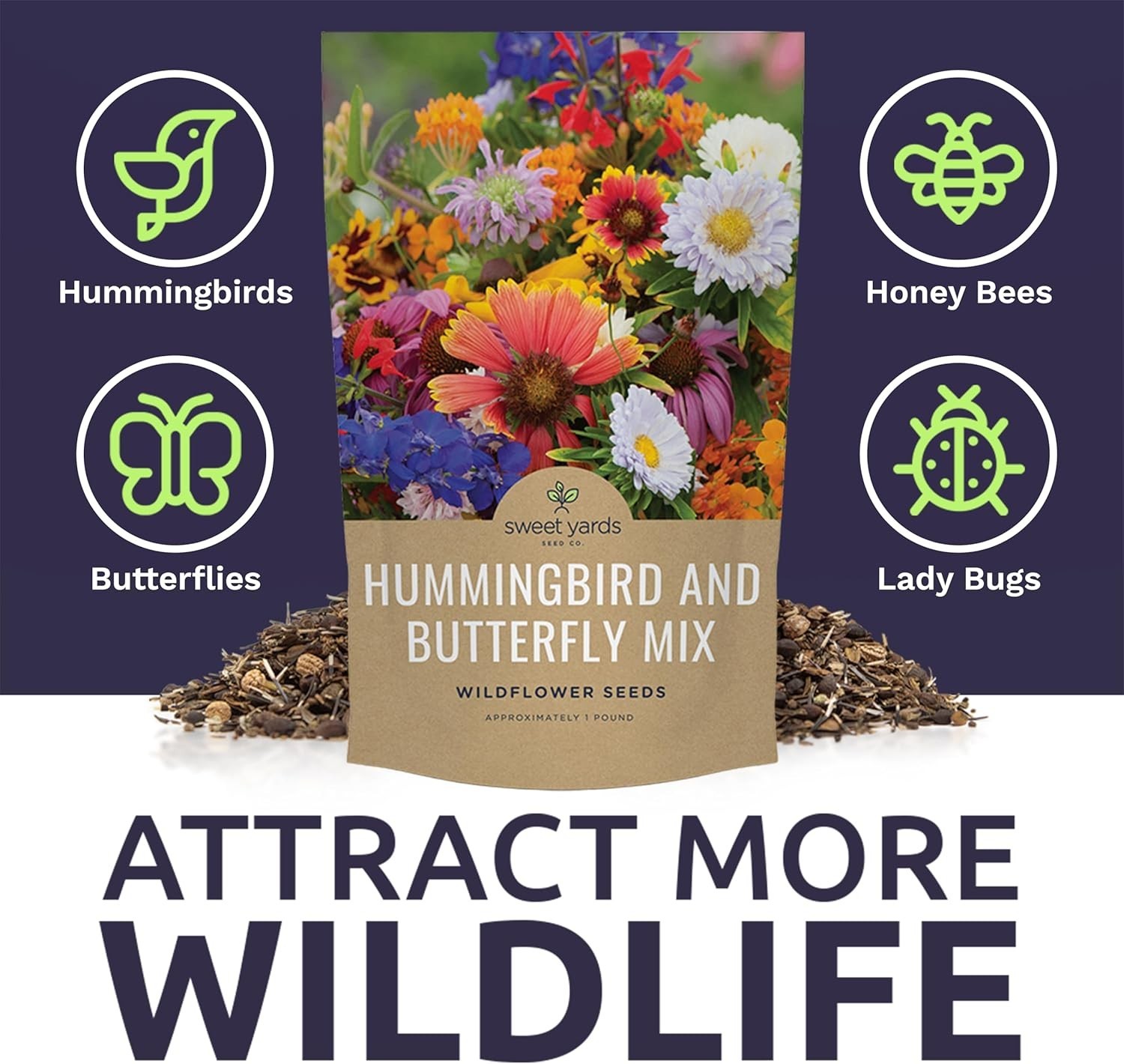 Hummingbird Butterfly Seed Mix – 1lb Bag – 23 Flower Species