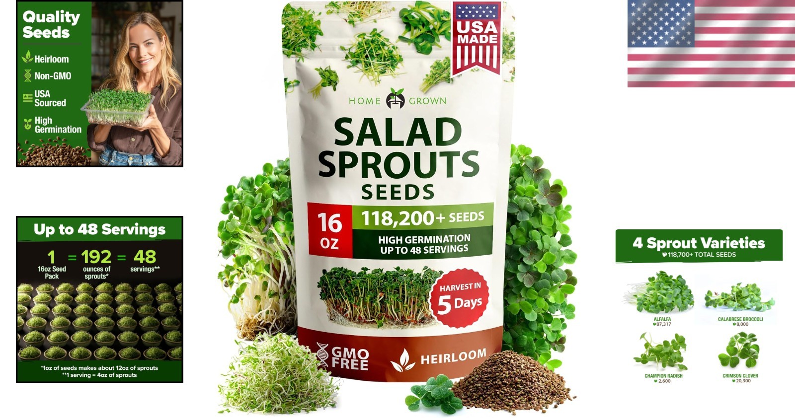 Sprouting Seeds Mix – Microgreens 118,200 Seeds for Indoor Growing – Non-GMO …