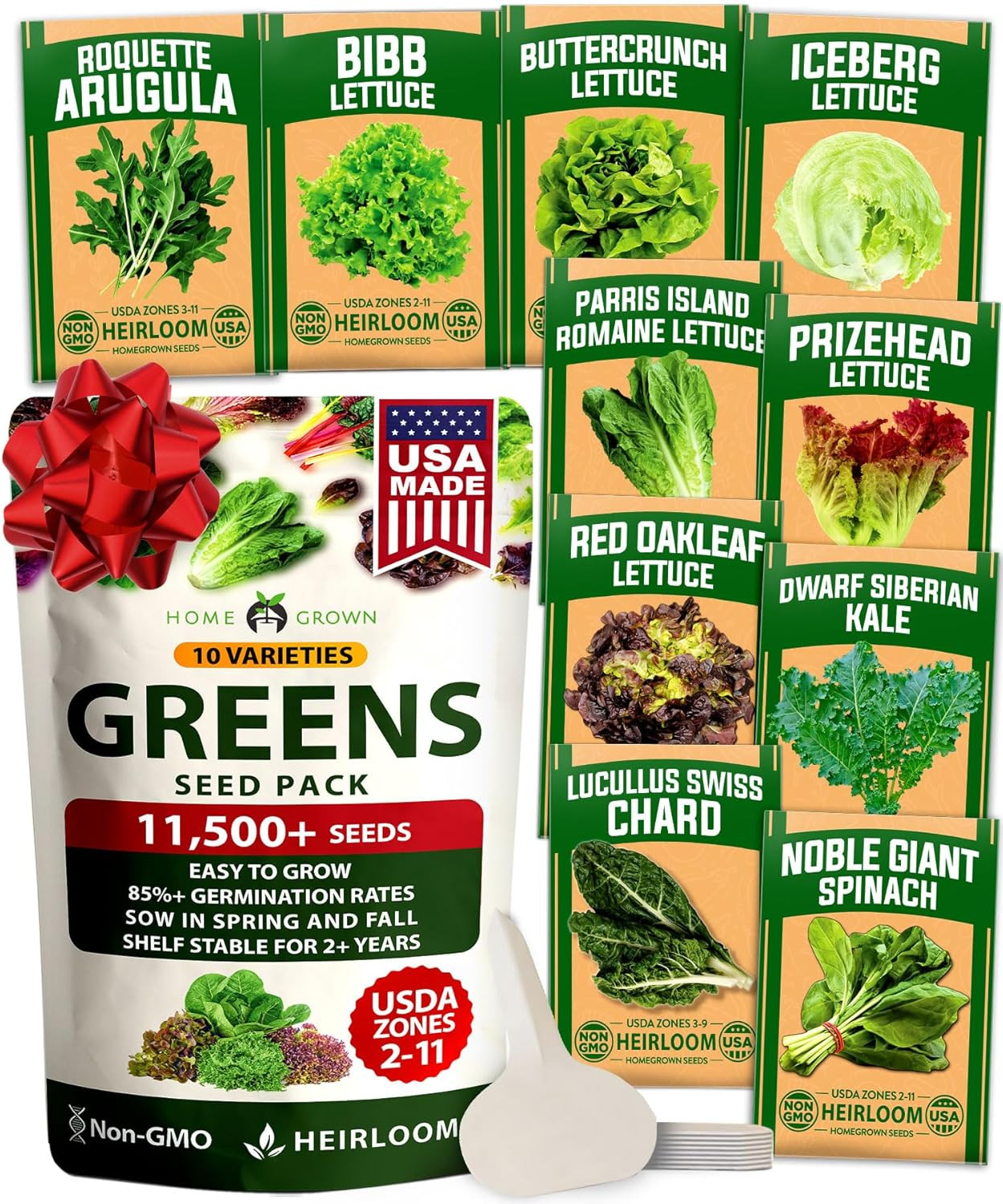 11,500+ Heirloom Lettuce Seeds – 10 Varieties Including Romaine, Buttercrunch, I