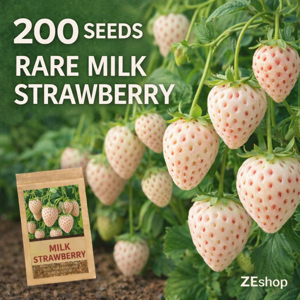 200 Rare Milk Strawberry Seeds – Pale Strawberry Variety for Garden