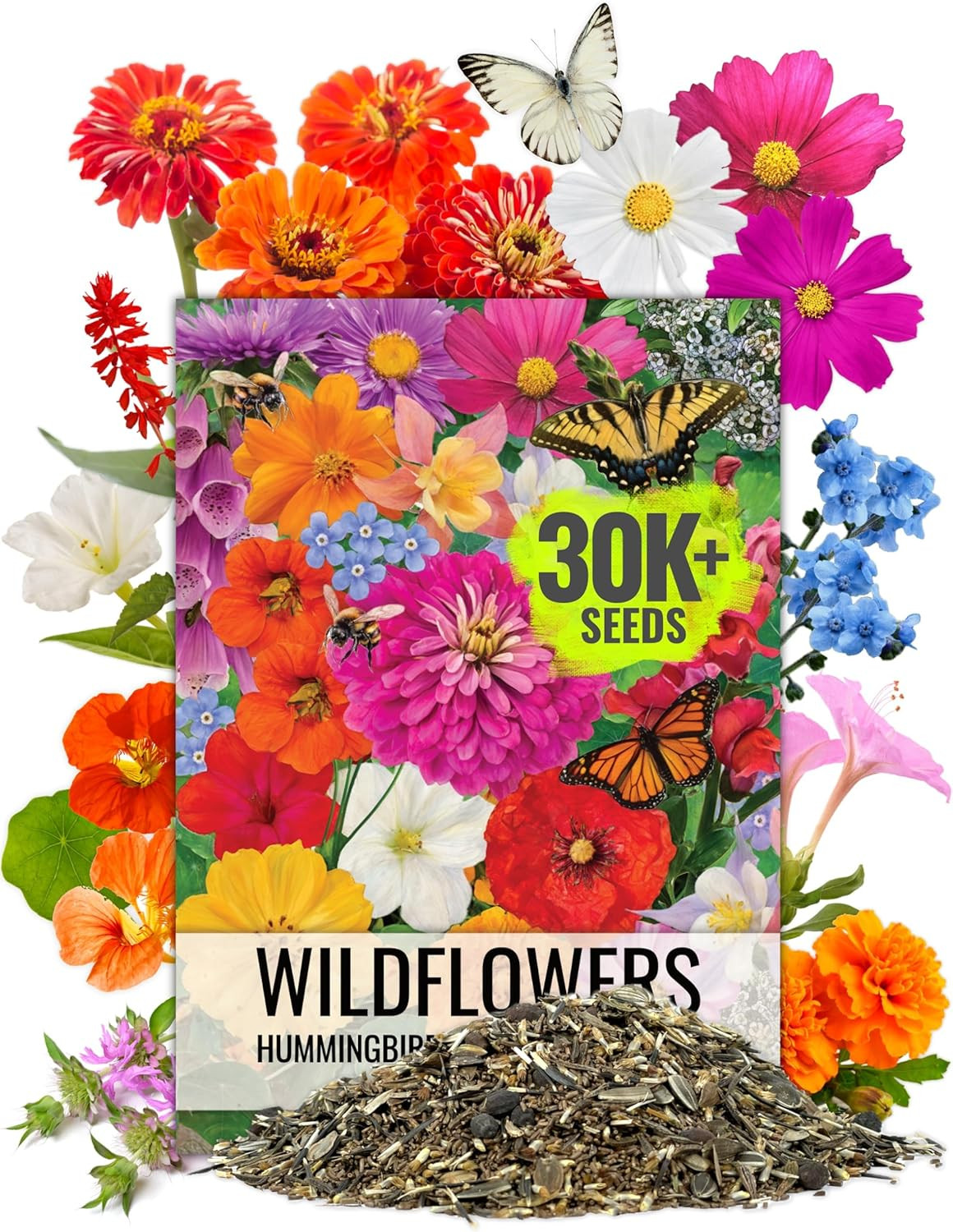 Wildflower Seeds Butterfly and Hummingbird Seed Mix 2 Ounce No Filler | 23 Varie