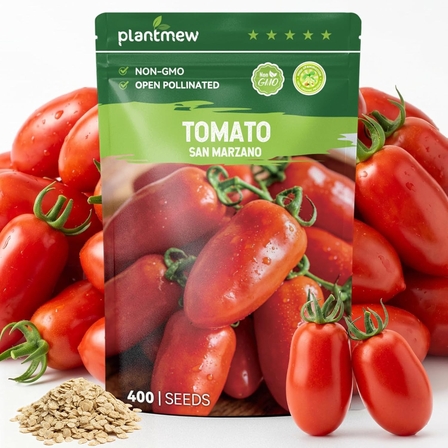400 Heirloom San Marzano Tomato Seeds for Planting – Paste Tomato, Roma-Type, Hi