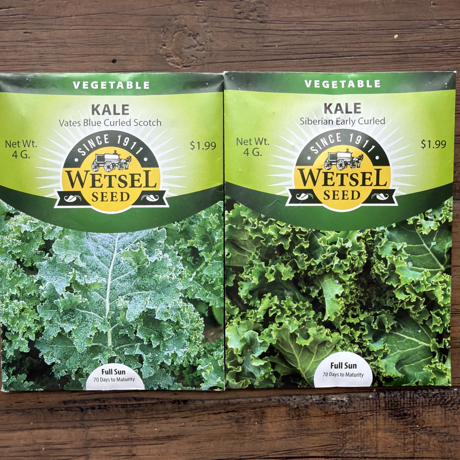 Vegetable Seed packet varieties by Wetsel Kale, Cabbage, Lettuce