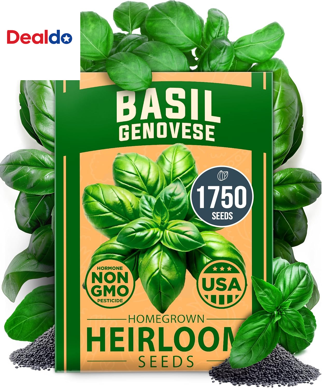 Non GMO Genovese Basil Seeds Pack 1,750+ High Germination Heirloom Seeds (Ocimum