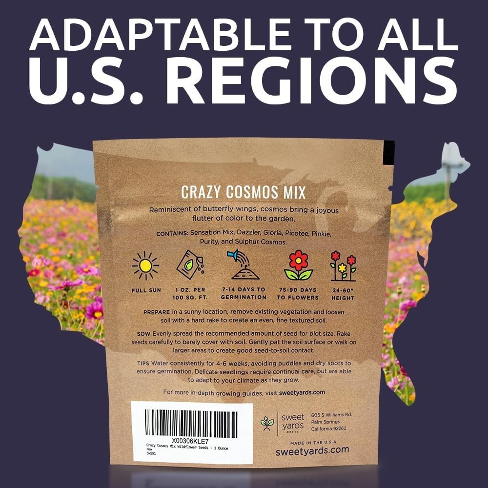 Cosmos Wildflower Seeds Mix – Bulk 1oz Packet