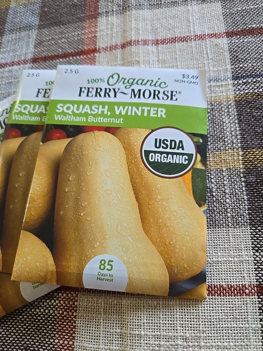 3 Packs Ferry-Morse 2025 Seed SQUASH SUMMER Waltham Butternut Organic 2.5 G
