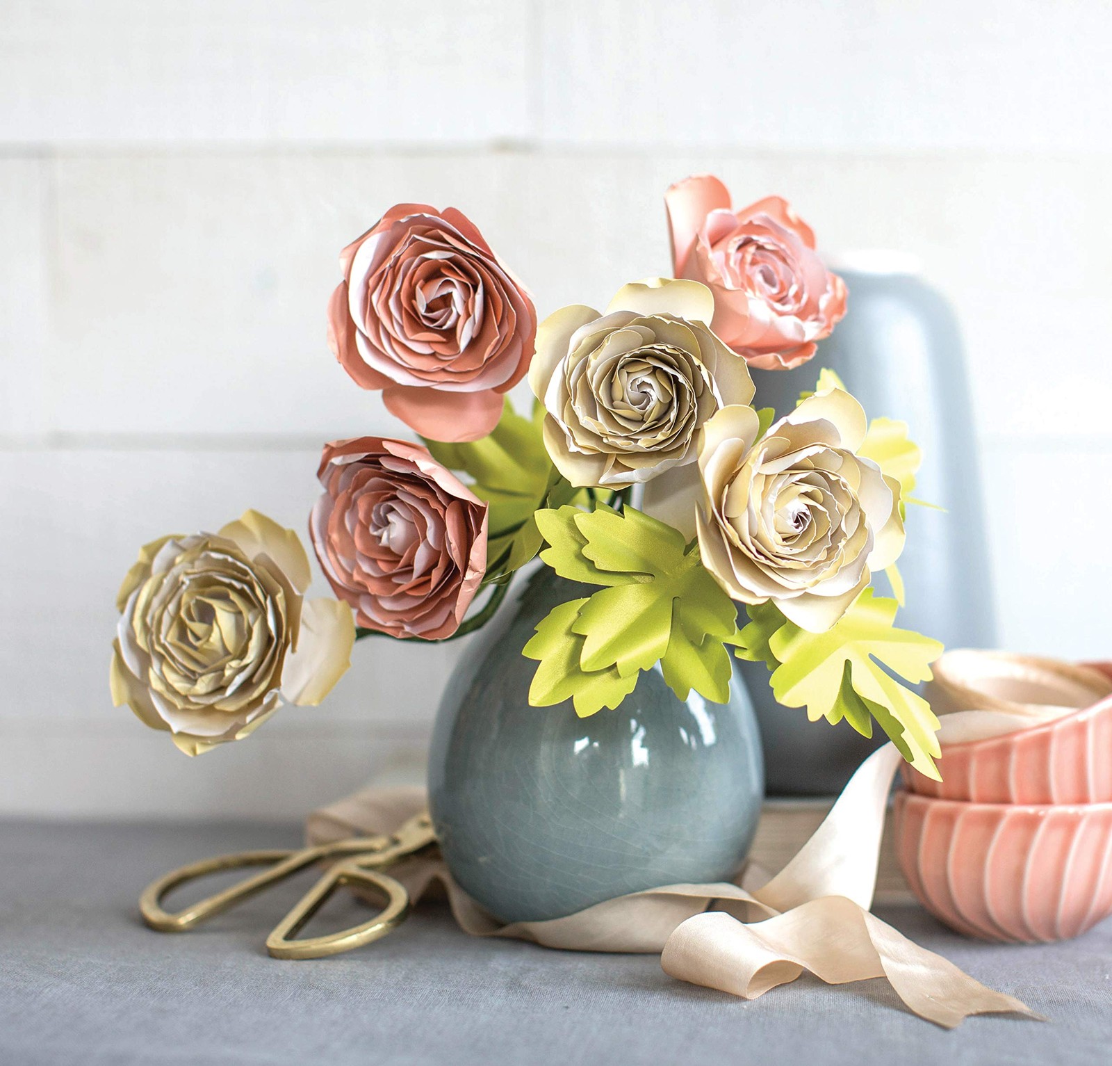 Frosted Paper Blooms Ranunculus Flowers 6×6.5 Inch Assorted Colors 21 Pages